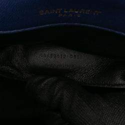 Pre Owned Saint Laurent Paris Blue Medium Lambskin Monogram Vicky Chain Bag