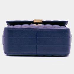 Pre Owned Saint Laurent Paris Blue Medium Lambskin Monogram Vicky Chain Bag