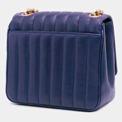 Pre Owned Saint Laurent Paris Blue Medium Lambskin Monogram Vicky Chain Bag