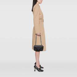 Pre Owned Saint Laurent Paris Black Medium Sheepskin Triquilt Monogram College Bag