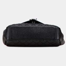Pre Owned Saint Laurent Paris Black Medium Sheepskin Triquilt Monogram College Bag