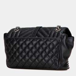 Pre Owned Saint Laurent Paris Black Medium Sheepskin Triquilt Monogram College Bag