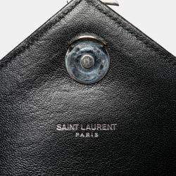 Pre Owned Saint Laurent Paris Black Medium Sheepskin Triquilt Monogram College Bag