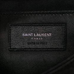 Pre Owned Saint Laurent Paris Black Medium Sheepskin Triquilt Monogram College Bag