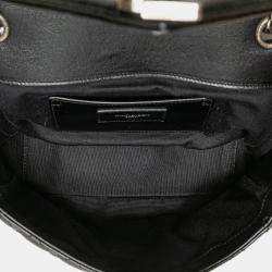 Pre Owned Saint Laurent Paris Black Medium Sheepskin Triquilt Monogram College Bag