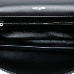 Pre Owned Saint Laurent Paris Black Quilted Lambskin Studded Monogram Gaby Shoulder Bag