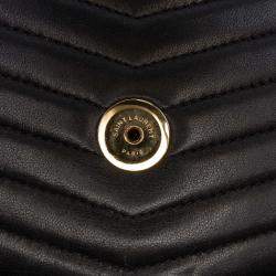 Pre Owned حقيبة سان لوران باريس ميديوم شيفرون جلد خروف مونوغرام سولبيس سوداء