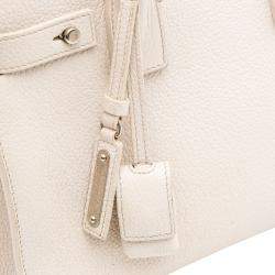 مملوكة مسبقًا حقيبة سان لوران باريس ساك دي جور جلد عجل أبيض صغير برسومات