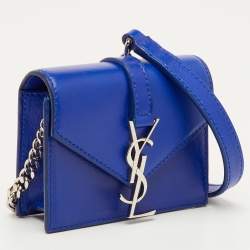مملوكة مسبقًا Saint Laurent Candy Monogram Mini Blue Leather Crossbody Bag