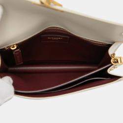 Pre Owned Saint Laurent Paris White Smooth Calfskin Monogram Cassandra Clasp Bag