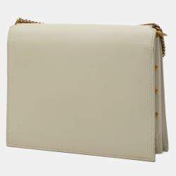 Pre Owned Saint Laurent Paris White Smooth Calfskin Monogram Cassandra Clasp Bag