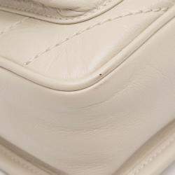 Pre Owned Saint Laurent Paris White Baby Crinkled Calfskin Monogram Niki Bag