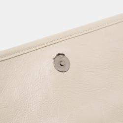 Pre Owned Saint Laurent Paris White Baby Crinkled Calfskin Monogram Niki Bag