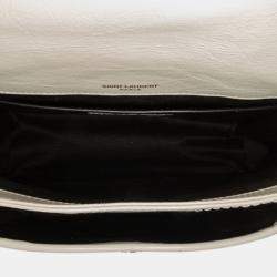 Pre Owned Saint Laurent Paris White Baby Crinkled Calfskin Monogram Niki Bag