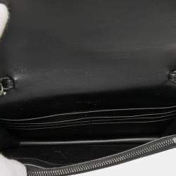 مملوكة مسبقًا Saint Laurent Paris Black Leather Beaded Hardware Monogram Kate Tassel Wallet on Chain