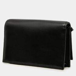 مملوكة مسبقًا Saint Laurent Paris Black Leather Beaded Hardware Monogram Kate Tassel Wallet on Chain