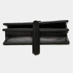 مملوكة مسبقًا Saint Laurent Paris Black Leather Beaded Hardware Monogram Kate Tassel Wallet on Chain