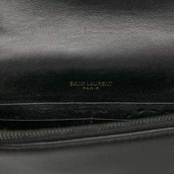 مملوكة مسبقًا Saint Laurent Paris Black Leather Beaded Hardware Monogram Kate Tassel Wallet on Chain