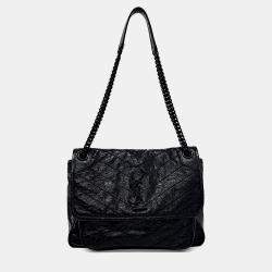 مملوكة مسبقًا Saint Laurent Paris Black Leather Niki Monogram Shoulder Bag
