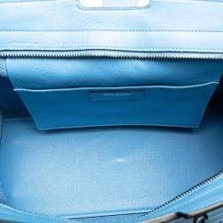 مملوكة مسبقًا Saint Laurent Paris Blue Small Leather Monogram Cabas Satchel