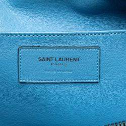 مملوكة مسبقًا Saint Laurent Paris Blue Small Leather Monogram Cabas Satchel