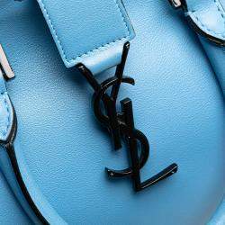 مملوكة مسبقًا Saint Laurent Paris Blue Small Leather Monogram Cabas Satchel