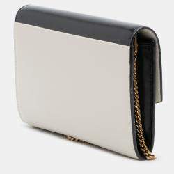 Pre Owned Saint Laurent Paris Black Bicolor Calfskin Uptown Chain Wallet