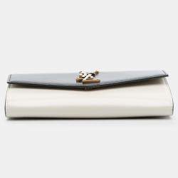 Pre Owned Saint Laurent Paris Black Bicolor Calfskin Uptown Chain Wallet