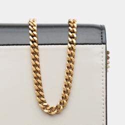 Pre Owned Saint Laurent Paris Black Bicolor Calfskin Uptown Chain Wallet