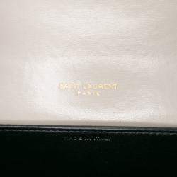 Pre Owned Saint Laurent Paris Black Bicolor Calfskin Uptown Chain Wallet