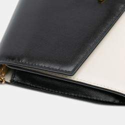 Pre Owned Saint Laurent Paris Black Bicolor Calfskin Uptown Chain Wallet