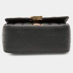 Pre Owned حقيبة سلسلة فيكي مونوغرام جلد الغنم سان لوران باريس صغيرة سوداء