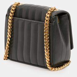 Pre Owned حقيبة سلسلة فيكي مونوغرام جلد الغنم سان لوران باريس صغيرة سوداء