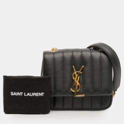 Pre Owned حقيبة سلسلة فيكي مونوغرام جلد الغنم سان لوران باريس صغيرة سوداء