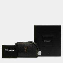 مملوكة مسبقًا حقيبة جيب مبطنة حمل سحاب سان لوران باريس جابي جلد خروف صغيرة سوداء