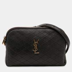 مملوكة مسبقًا حقيبة جيب مبطنة حمل سحاب سان لوران باريس جابي جلد خروف صغيرة سوداء