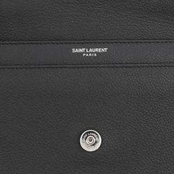 Pre Owned Saint Laurent Paris Sunset Chain Bag Black Leather Size Medium