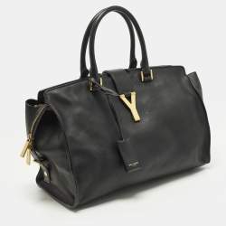 مملوكة مسبقًا Saint Laurent Cabas Ligne Y Medium Black Leather Tote