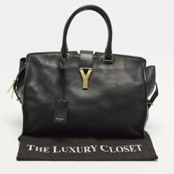 مملوكة مسبقًا Saint Laurent Cabas Ligne Y Medium Black Leather Tote