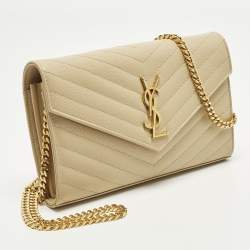 Pre Owned محفظة بسلسلة سان لوران باريس كاساندرا جلد ماتيلاسيه أحمر