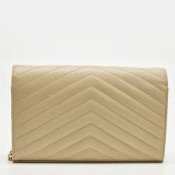 Pre Owned محفظة بسلسلة سان لوران باريس كاساندرا جلد ماتيلاسيه أحمر