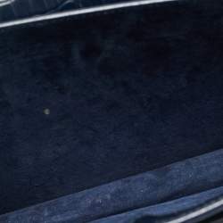 مملوكة مسبقًا Saint Laurent Sunset Medium Navy Blue Croc Embossed Leather Shoulder Bag