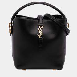 مملوكة مسبقًا Saint Laurent Paris Black Mini Shiny Calfskin Le 37 Bucket Bag