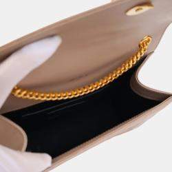 Pre Owned Saint Laurent Paris Brown Small Grain De Poudre Triquilt Monogram Envelope Bag