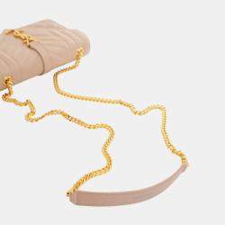 Pre Owned Saint Laurent Paris Brown Small Grain De Poudre Triquilt Monogram Envelope Bag