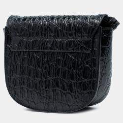 مملوكة مسبقًا حقيبة كروس بودي سان لوران باريس كايا مونوغرام نقش جلد التمساح أسود صغيرة