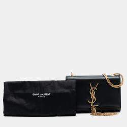 Pre Owned Saint Laurent Paris Black Small Leather Monogram Kate Tassel Crossbody