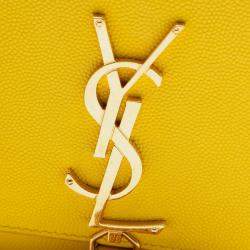 مملوكة مسبقًا Saint Laurent Paris Yellow Small Grain de Poudre Monogram Kate Tassel Crossbody