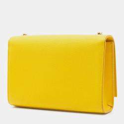 مملوكة مسبقًا Saint Laurent Paris Yellow Small Grain de Poudre Monogram Kate Tassel Crossbody