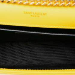 مملوكة مسبقًا Saint Laurent Paris Yellow Small Grain de Poudre Monogram Kate Tassel Crossbody